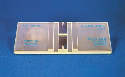 Levy Neubauer counting chamber set, etched field opaque pattern