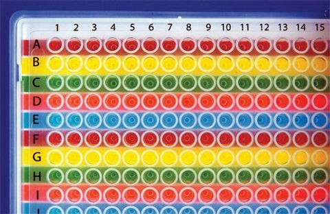 Multi-coloured well oreinter plates