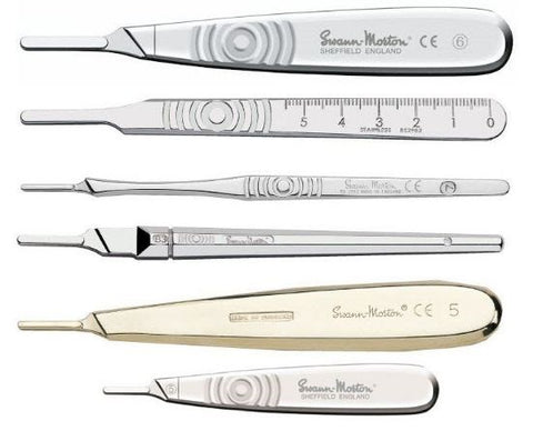 Swann-Morton scalpel handles, stainless steel (EMS)