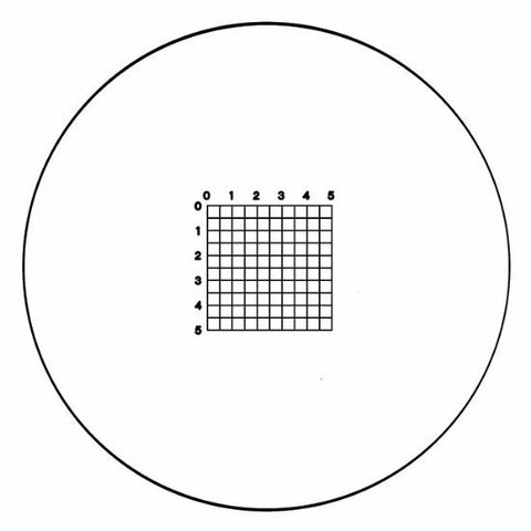 EMS eyepiece reticles, small indexed grid with scale