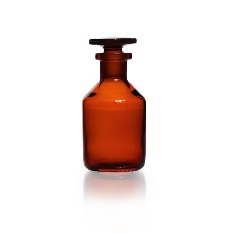 Wheaton narrow neck reagent bottles with glass stopper, amber