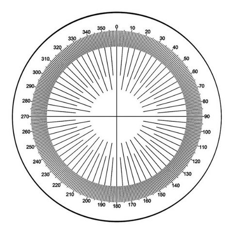 NE45 eyepiece reticles, full protractor (EMS)