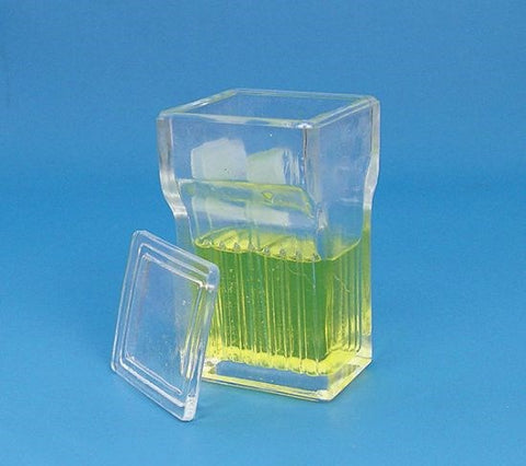 Glass vertical staining jar, 16 slides