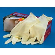 Latex examination gloves, powder free with aloe + vitamin E