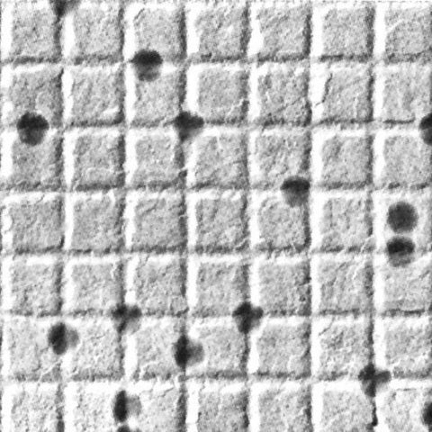 Grating replica on latex spheres