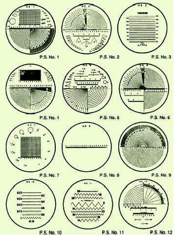 Scale reticles for measuring magnifiers, #12