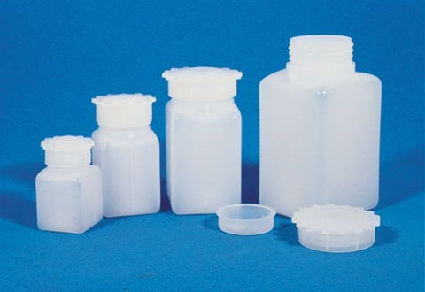 Square bottles with wide mouth, PE