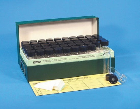 Sample vials in storage boxes, poly-seal screw cap