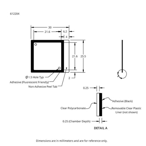 HybriWell slide adhesive fluorescent chambers