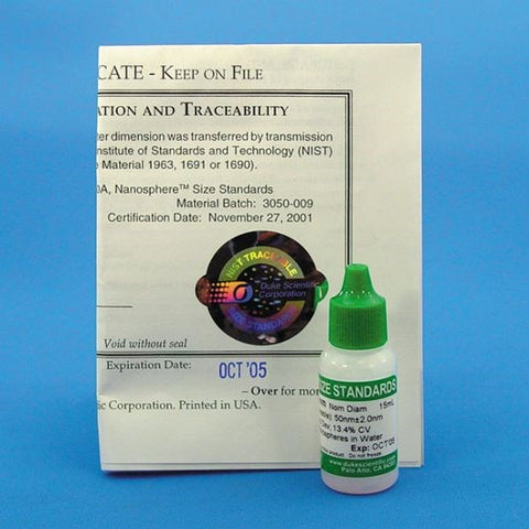 Microscopy nanosphere size particle standards