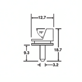 SEM low profile 70 deg. specimen mount, pin mount (EMS)