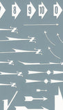 Dry transfer sheets, arrows