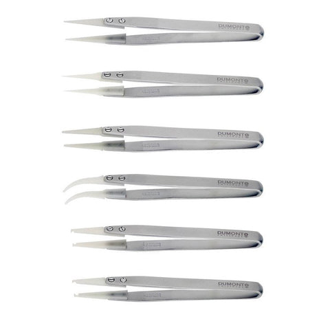 Dumont tweezers style WA1, replaceable delrin tips (EMS)