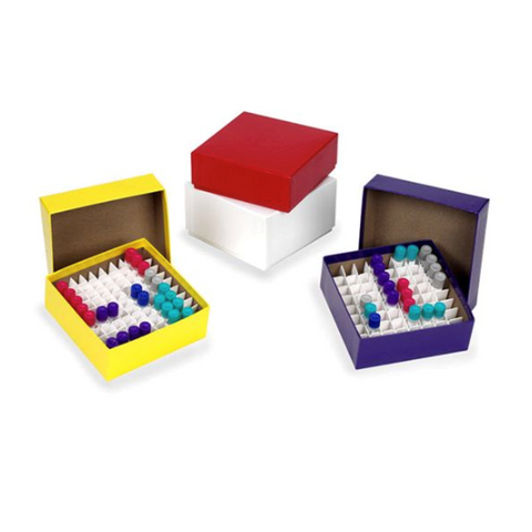 Cardboard cryogenic vial storage boxes with lid