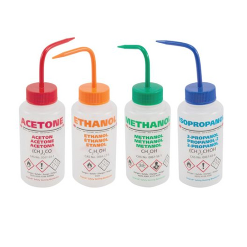 GHS multi-language solution bottles