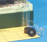 Glass sample vials in storage box, poly-seal screw cap