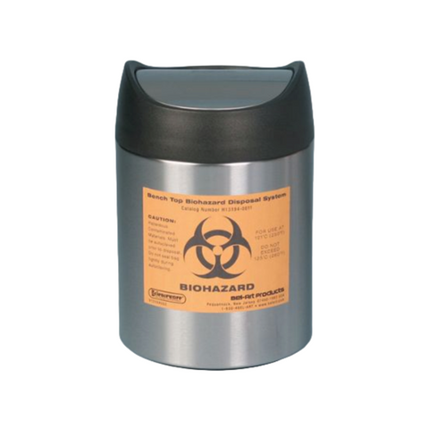 Benchtop biohazard disposal bin