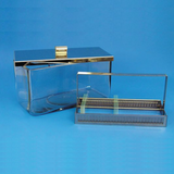 Slide staining racks with handle