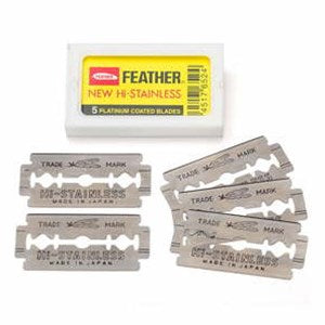 Feather carbon steel razor blades, non-wax type, double edge