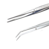 Forceps with serrated grips and tips, alignment pin