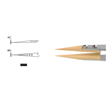 Dumont tweezers style WA1, replaceable buxus tips (EMS)