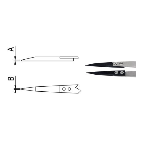 Dumont tweezers style WA2, replaceable ceramic tips (EMS)